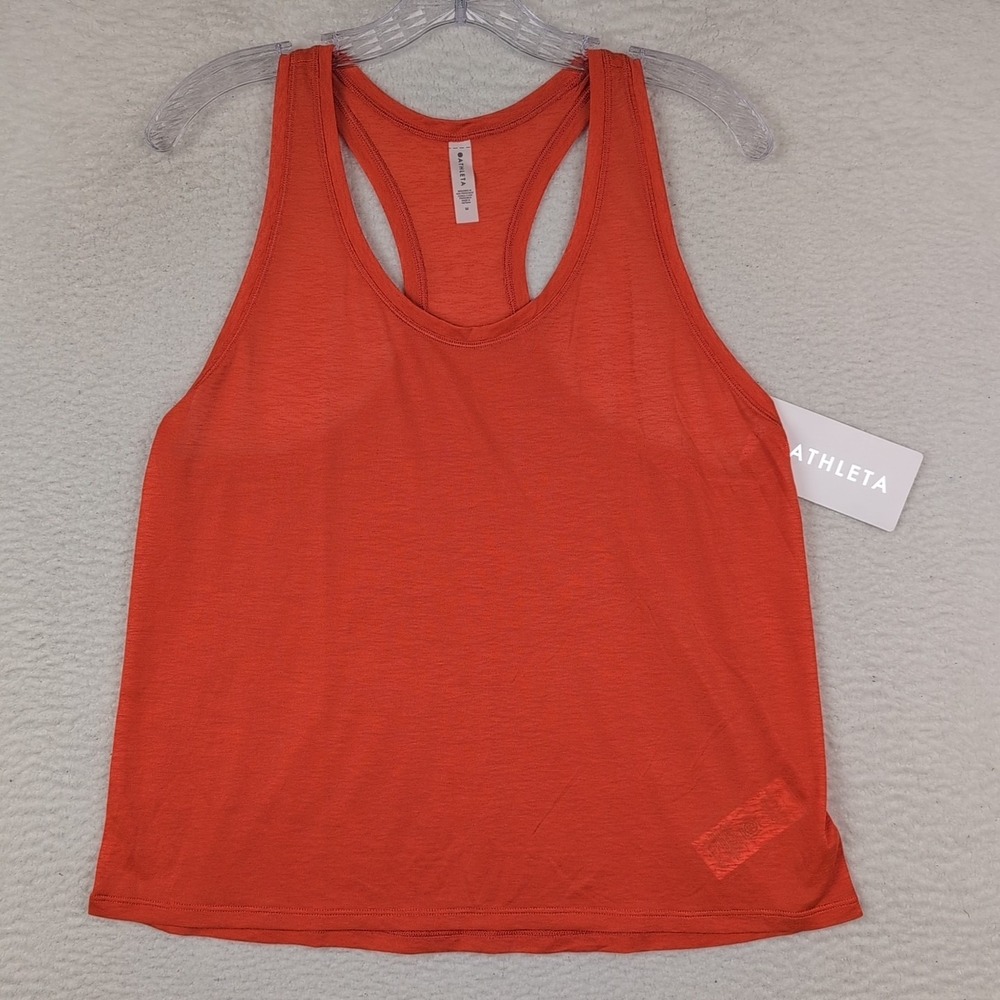 NWT Athleta Cooldown Tank Women's Medium Blood Orange Lightweight Nearly Sheer